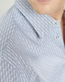 Homme Hackett London Chemise Slim Fit Vague imprimée bleue