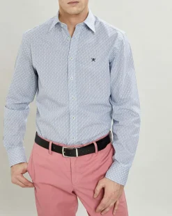 Homme Hackett London Chemise Slim Fit Vague imprimée bleue