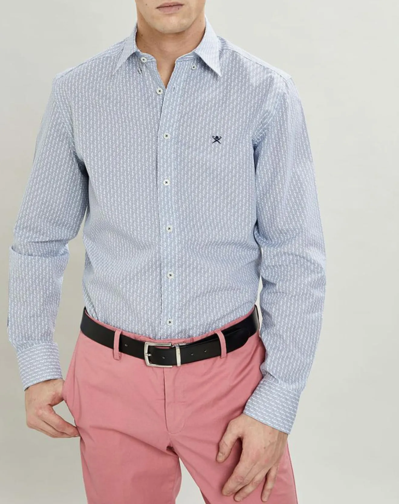 Homme Hackett London Chemise Slim Fit Vague imprimée bleue