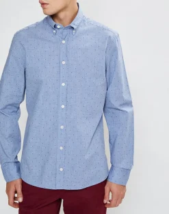 Clearance Hackett London Chemise Slim Fit Wash fil coupé bleue