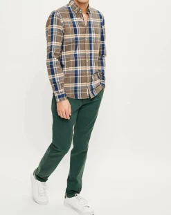 Discount Marc O'Polo Chemise slim Pilou à carreaux camel/bleu