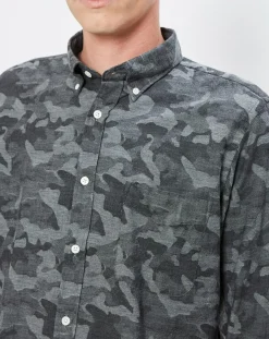 Homme Hartford Chemise Slim Side imprimé militaire grise