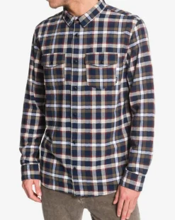 Best Quiksilver Chemise Snap Down à carreaux bleu marine/beige/écru