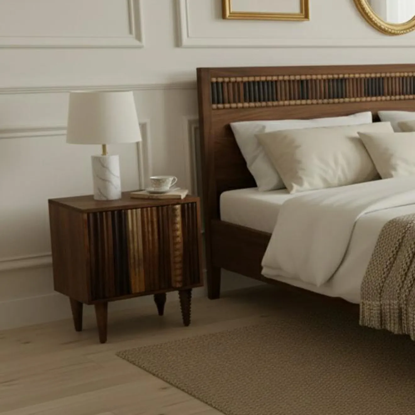 Bois & Chiffons Chevet 1 porte droit Manguier Ramon Naturel - 45x40x50 cm