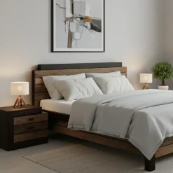 Hot Bois & Chiffons Chevet bois bicolore - débord droite Naturel - 54x38x42 cm