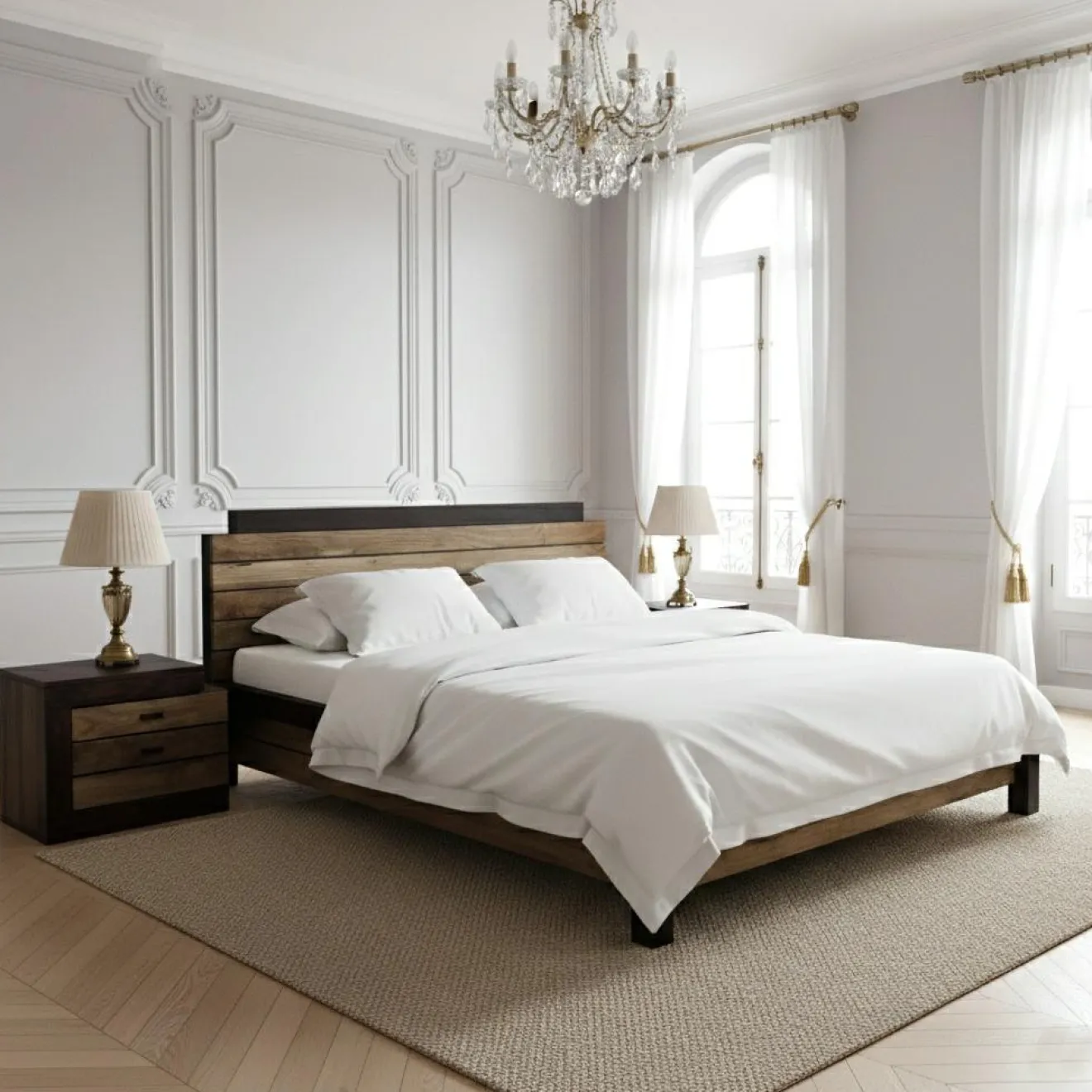 Hot Bois & Chiffons Chevet bois bicolore - débord droite Naturel - 54x38x42 cm