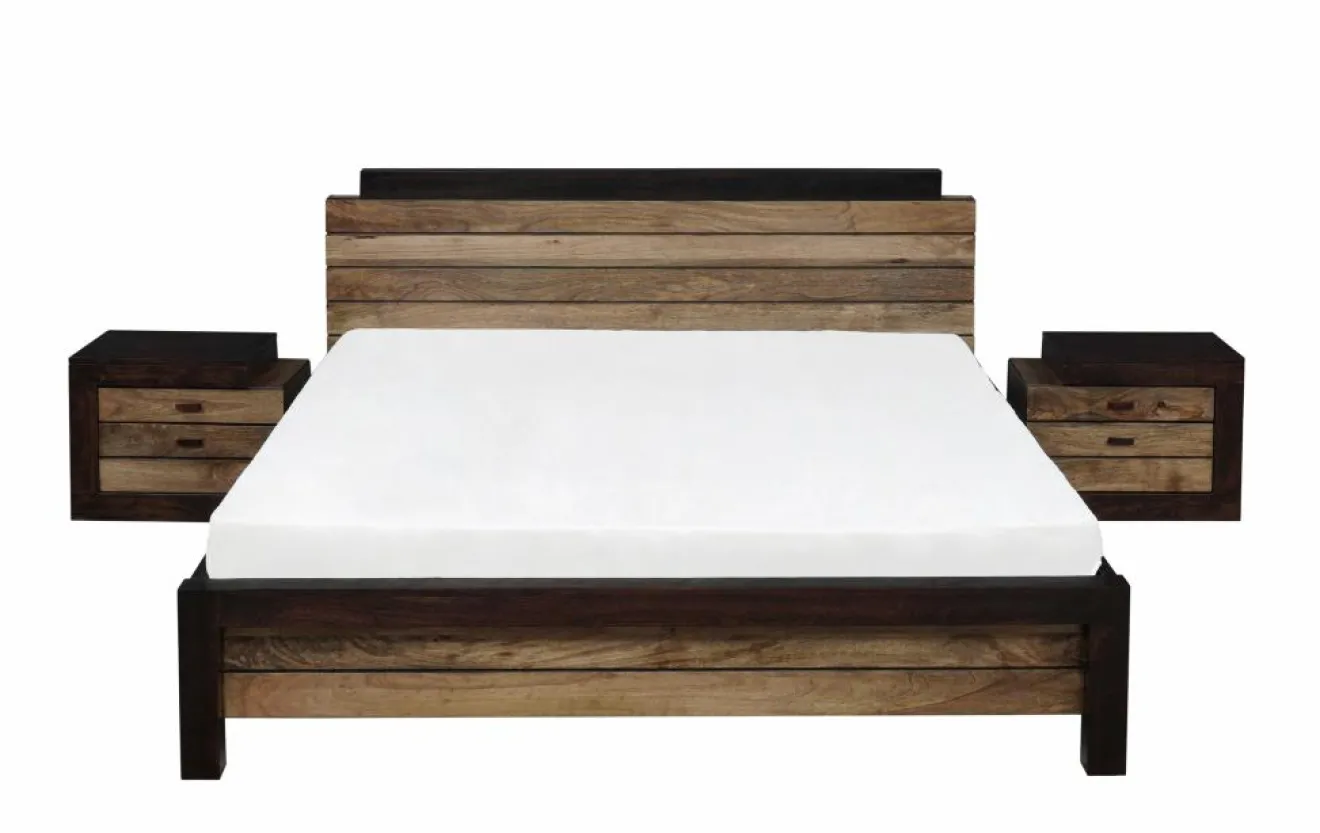 Bois & Chiffons Chevet bois bicolore - débord gauche Naturel - 54x38x42 cm