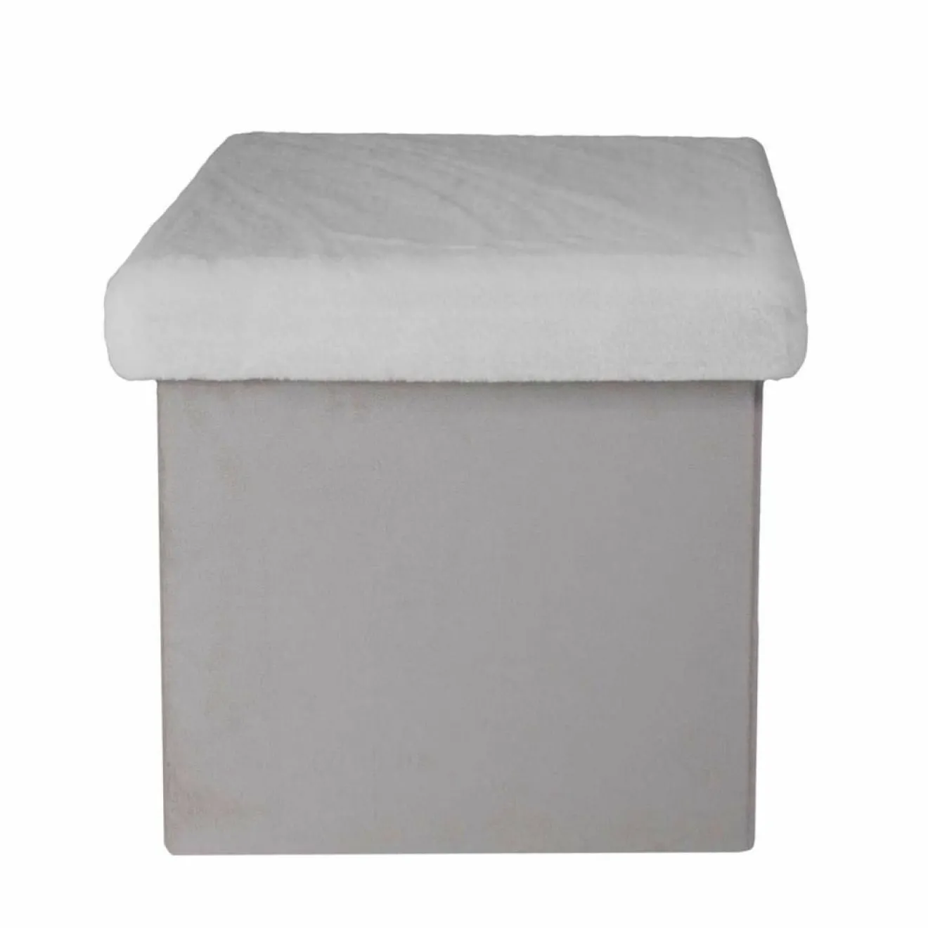 Home Deco Factory Coffre Pouf pliable imitation fourrure Leo gris - 38x38x38 cm