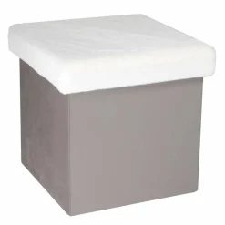 Home Deco Factory Coffre Pouf pliable imitation fourrure Leo gris - 38x38x38 cm