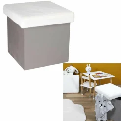 Home Deco Factory Coffre Pouf pliable imitation fourrure Leo gris - 38x38x38 cm