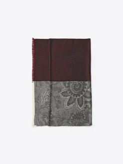 Homme Devred Coffret écharpe à motif cachemire merlot - 180x68 cm