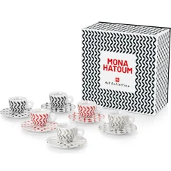 Illy Coffret de 6 Tasses Espresso en Porcelaine Signé Mona Hatoum rouge/noir/gris - 55 ml