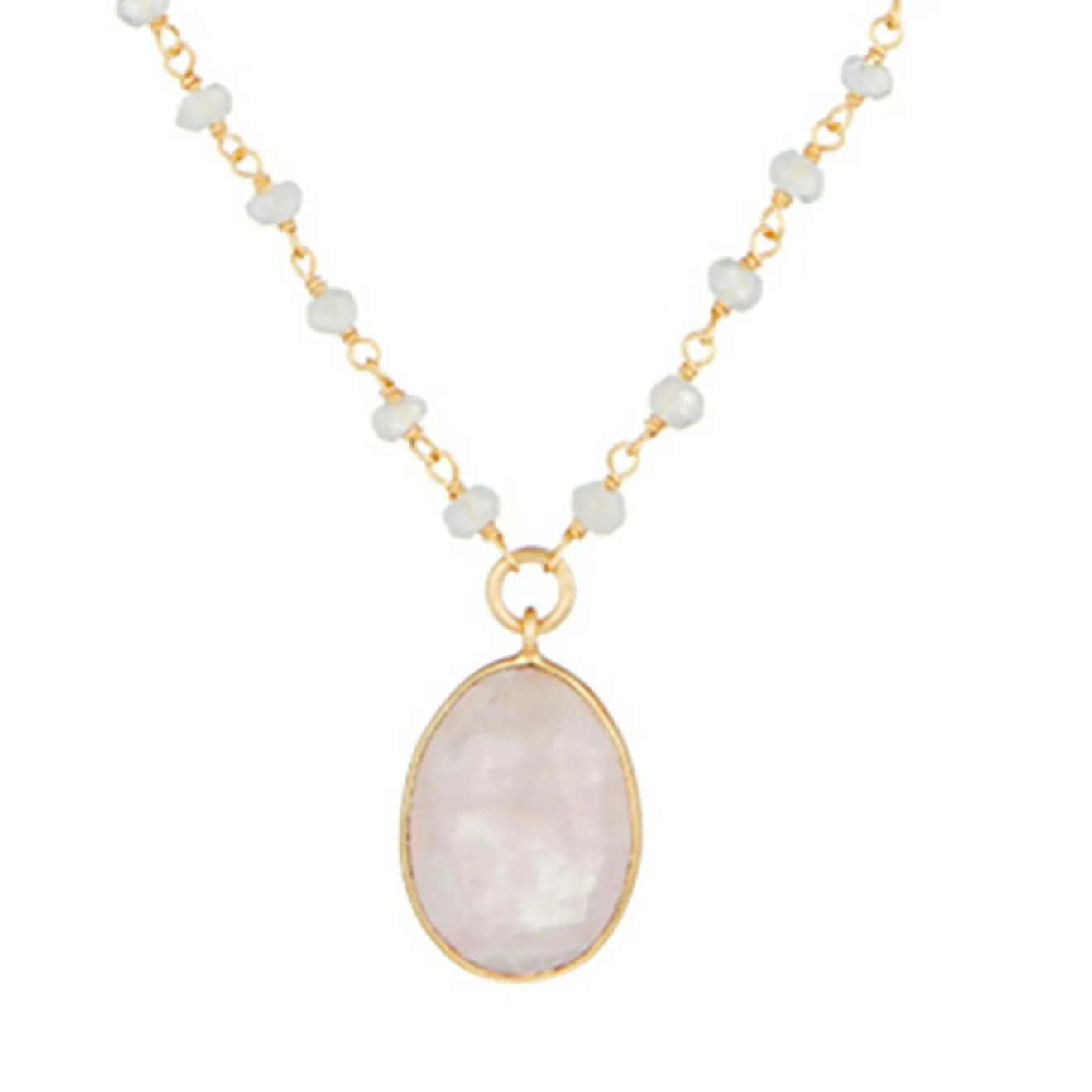 Hot Moonstone Collier Adassa Quartz en laiton doré