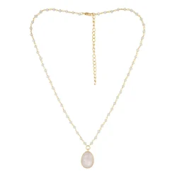 Hot Moonstone Collier Adassa Quartz en laiton doré