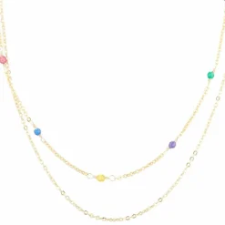 Femme Moonstone Collier Anna Agates multicolores en laiton doré