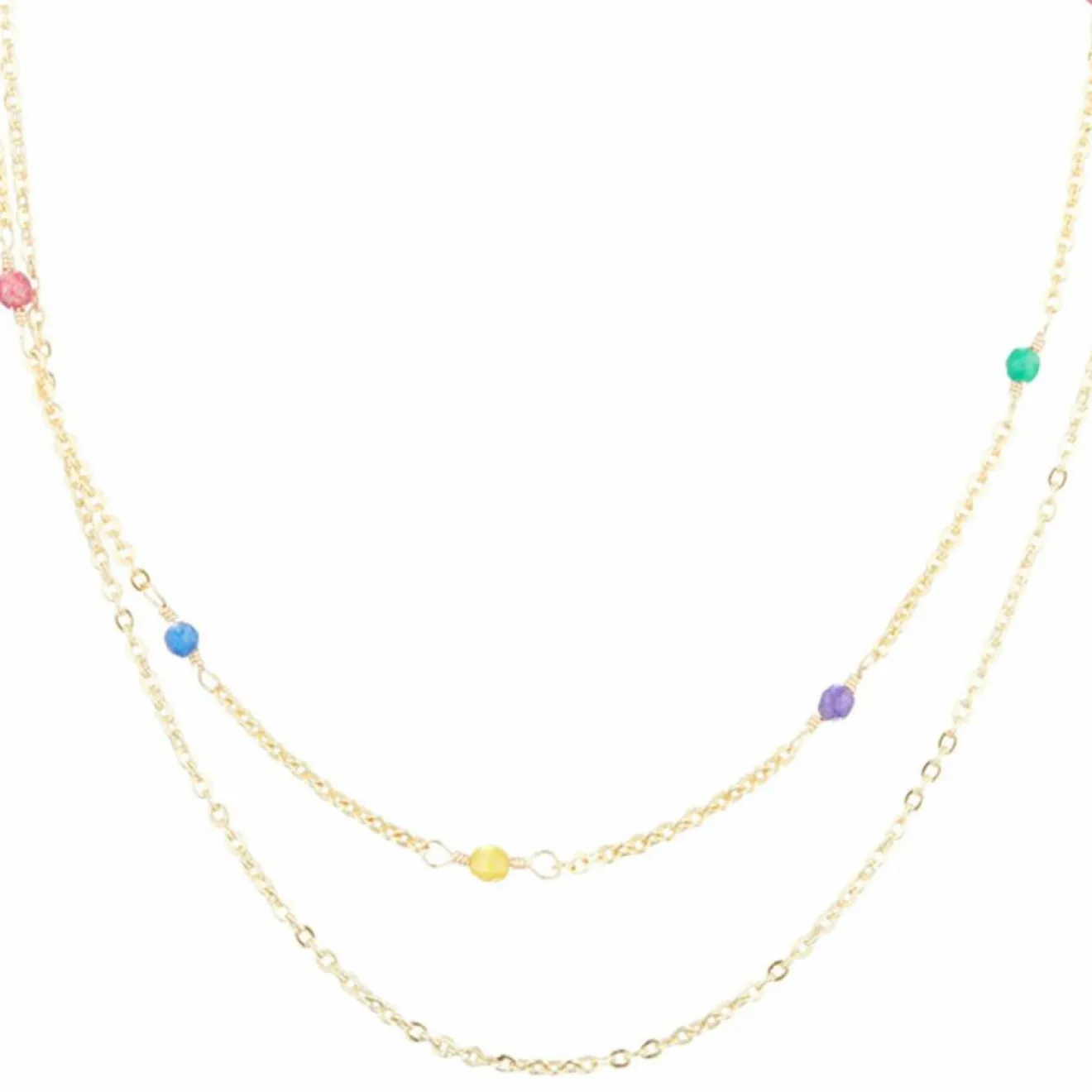 Femme Moonstone Collier Anna Agates multicolores en laiton doré