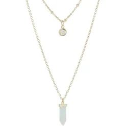 Femme Moonstone Collier Gloriana Agate & Amazonite en laiton doré