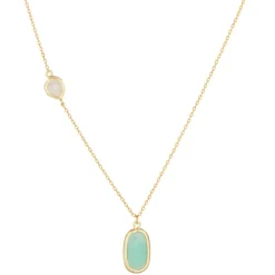 Femme Moonstone Collier Inés Quartz & Amazonite en laiton doré