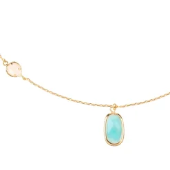 Femme Moonstone Collier Inés Quartz & Amazonite en laiton doré