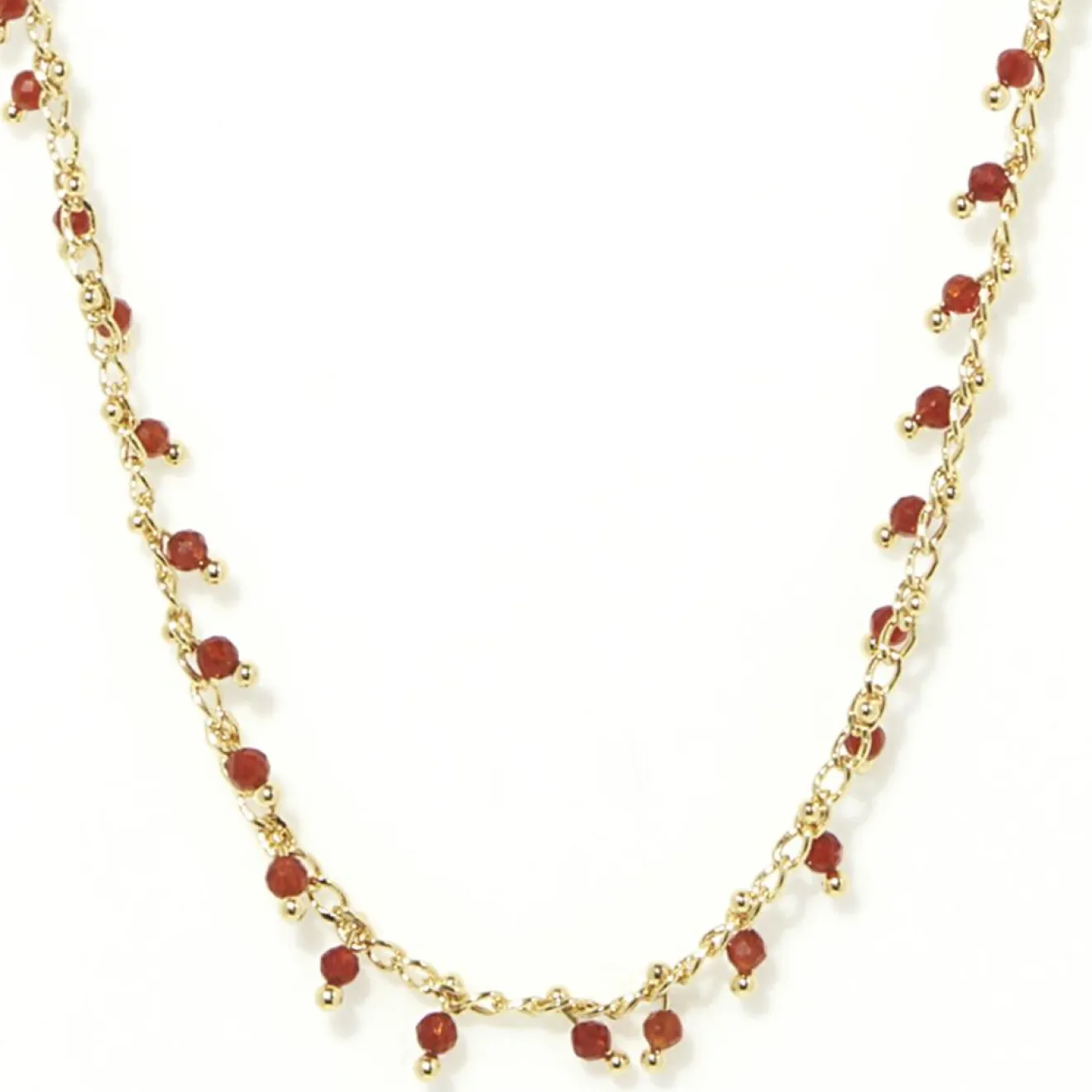 Femme Moonstone Collier Linn Agate rouge en laiton doré