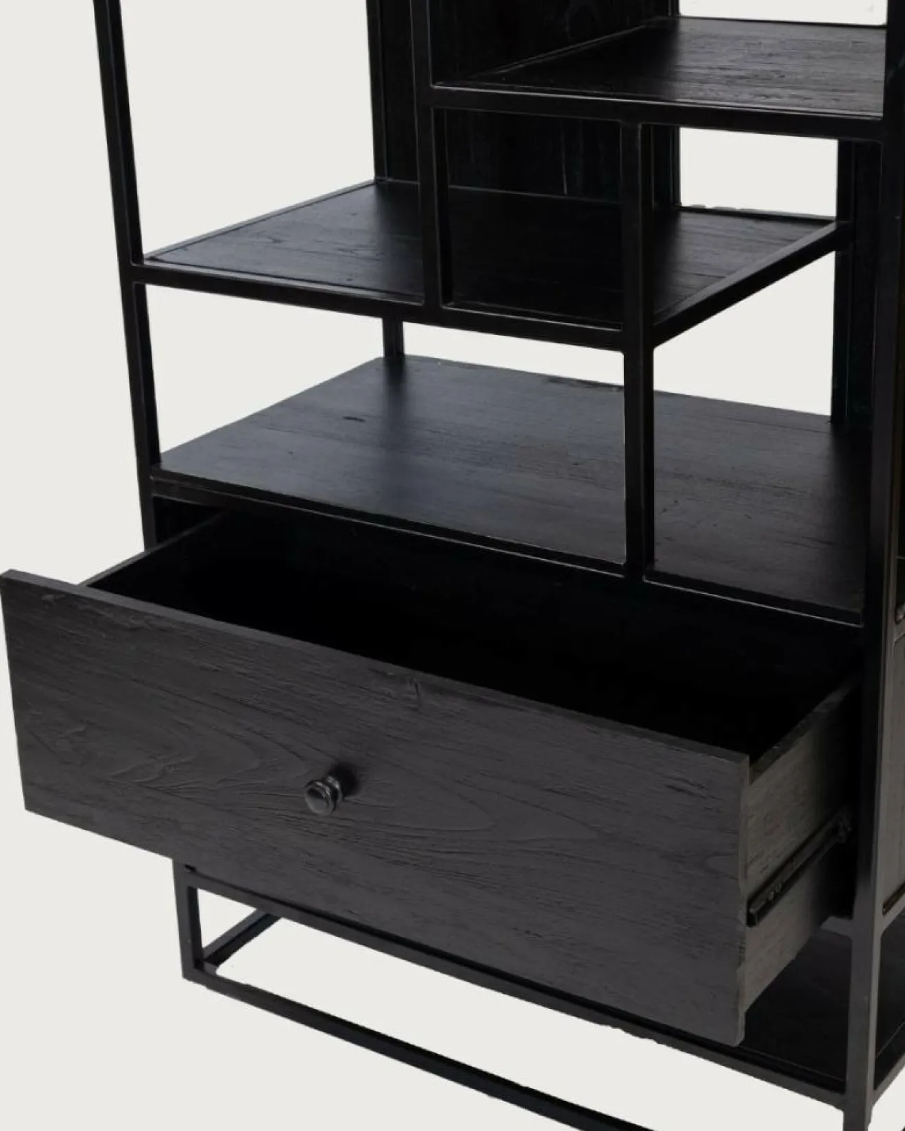 Discount Uniqka Como - Grande étagère industrielle en teck massif et métal noir