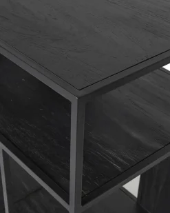 Uniqka Como - Petite étagère industrielle en teck massif et métal noir