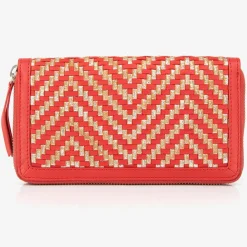 New Mellow Yellow Compagnon en Cuir et Raphia Fypurse rouge - 19.5x11 cm