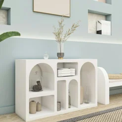 Outlet Wooden Art Console Liva blanche - 120x74x37 cm