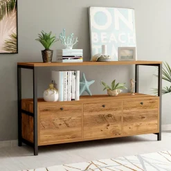 Wooden Art Console Nero marron/noir - 120x75x30 cm