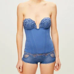 Femme La Perla Corset Amethyst en Soie mélangée denim