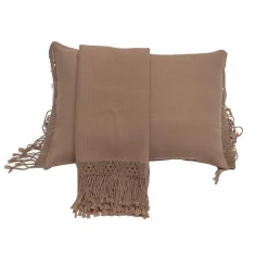 Bed and Philosophy Coussin artisanal en laine & alpaga marron 40x60 cm