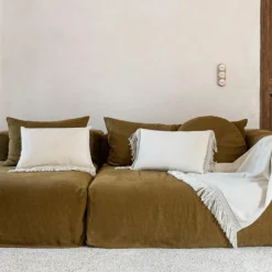 Bed and Philosophy Coussin artisanal en laine beige 40x60 cm