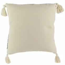Hot Home Deco Factory Coussin berbère rayures pompons beige/noir/beige - 40x40 cm