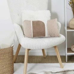 Home Deco Factory Coussin bouclette beige - 50x30 cm