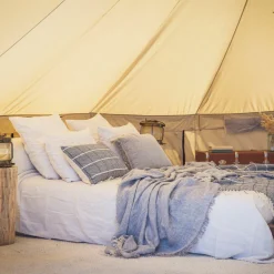 Hot Bed and Philosophy Coussin Coton en lin & coton bleu 40x60cm