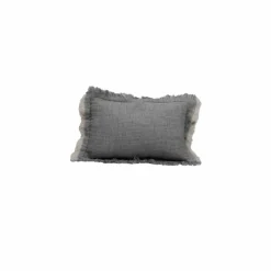 Bed and Philosophy Coussin Coton en lin & coton bleu 25x40cm