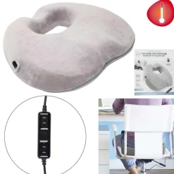 Sensly Coussin de posture massant et chauffant gris - 43x7.5x36 cm