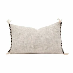 Outlet Bed and Philosophy Coussin en coton flammé naturel 25x40cm