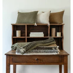 Bed and Philosophy Coussin en coton flammé vert 25x40cm