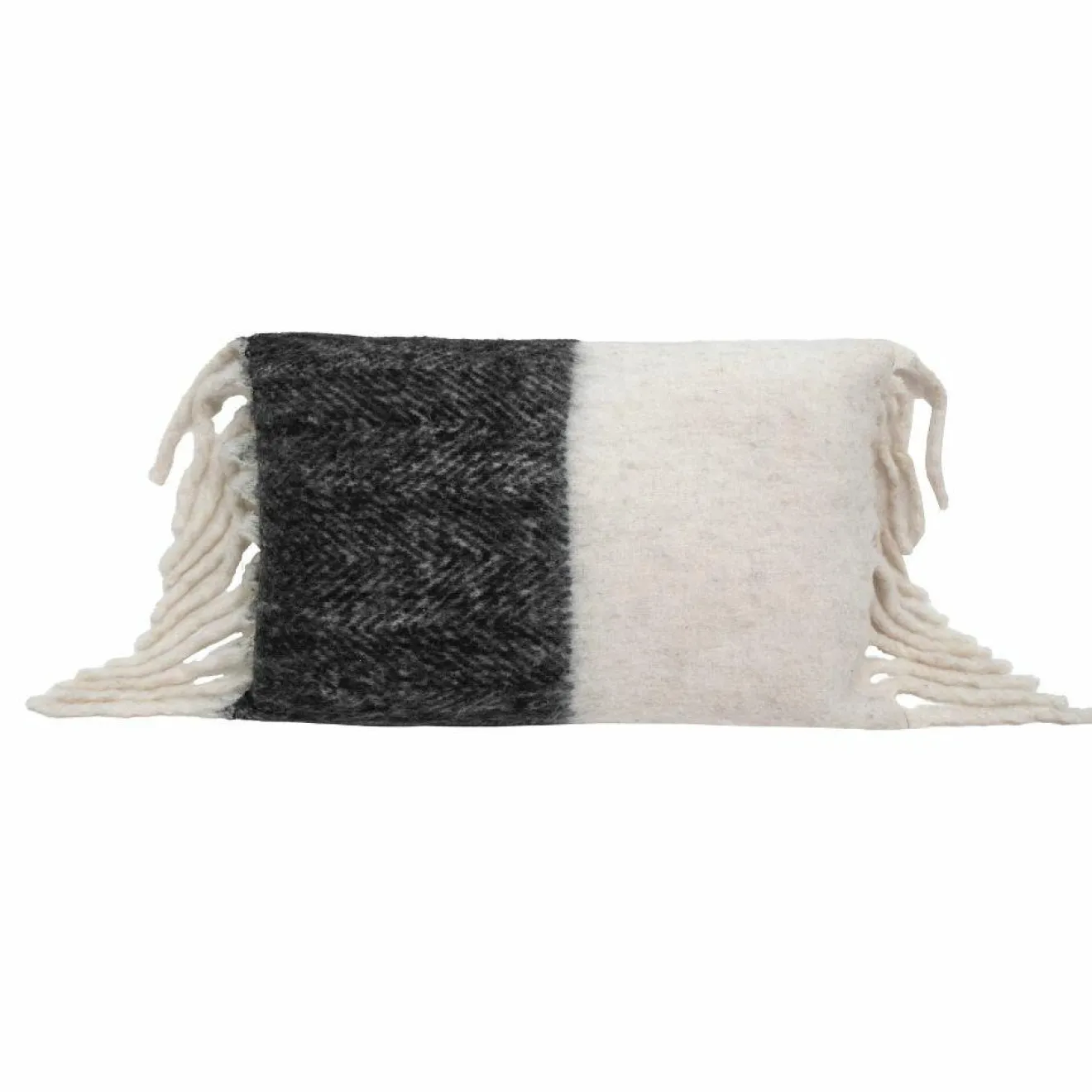 Best Bed and Philosophy Coussin en laine bicolore blanc/noir 40x60cm