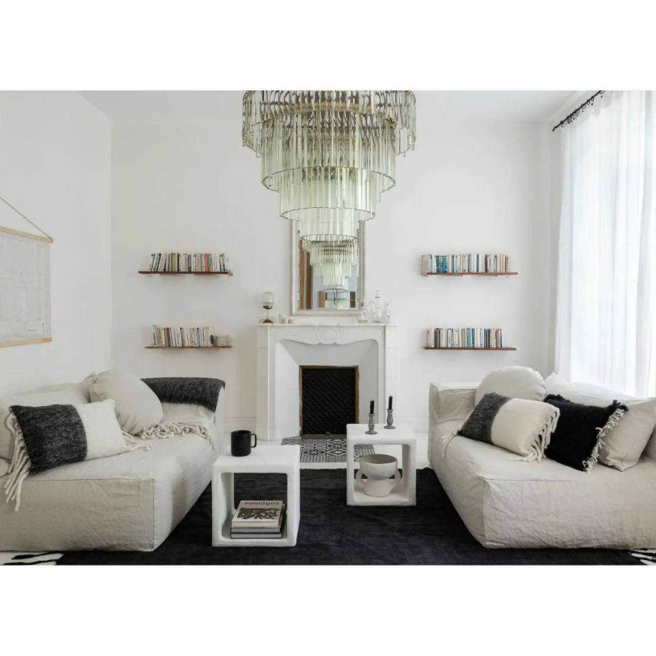 Best Bed and Philosophy Coussin en laine bicolore blanc/noir 40x60cm