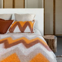 Best Bed and Philosophy Coussin en laine motif 70s orange 40x60cm