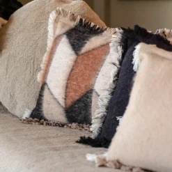 Bed and Philosophy Coussin en laine motif 70s marron 40x60cm