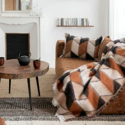 Bed and Philosophy Coussin en laine motif 70s marron 40x60cm