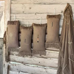 Best Bed and Philosophy Coussin en lin à chevrons marron 30x60cm