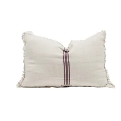 New Bed and Philosophy Coussin en lin & coton chevron blanc/violet 40x60cm