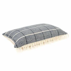 Bed and Philosophy Coussin en lin et coton bleu 40x60cm