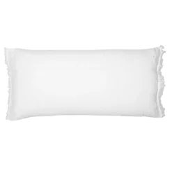 Bed and Philosophy Coussin en lin frangé blanc 55x110cm