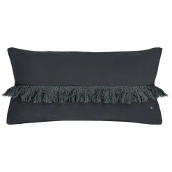 Bed and Philosophy Coussin en lin frangé noir 30x60cm