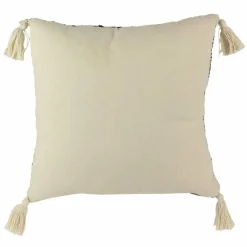 Best Home Deco Factory Coussin ethnique pompons beige/noir - 40x40 cm